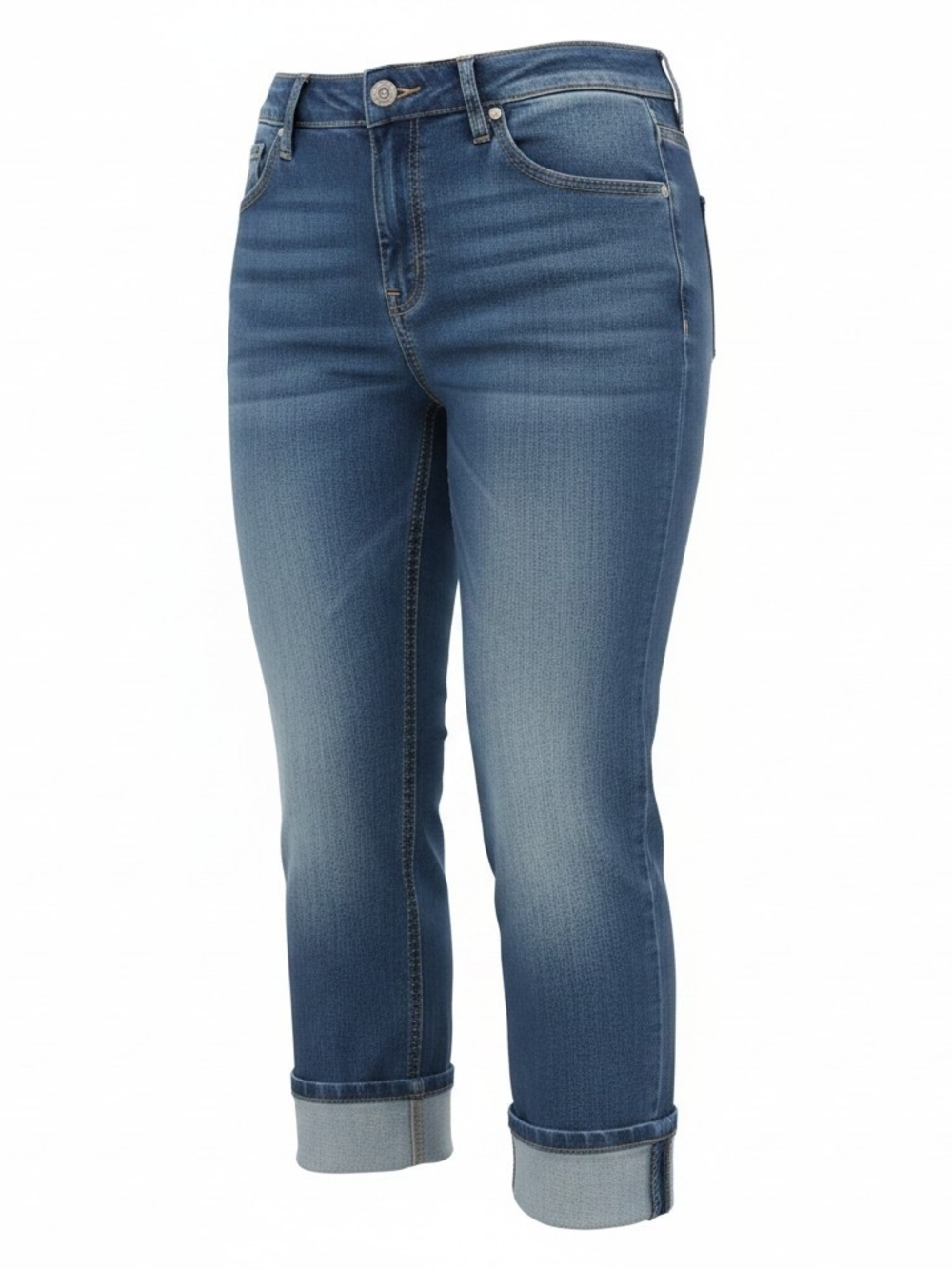 CHICO’S | Platinum Denim Cuffed Capri Crop‎ Stretch Jeans Pants Medium Wash | 20